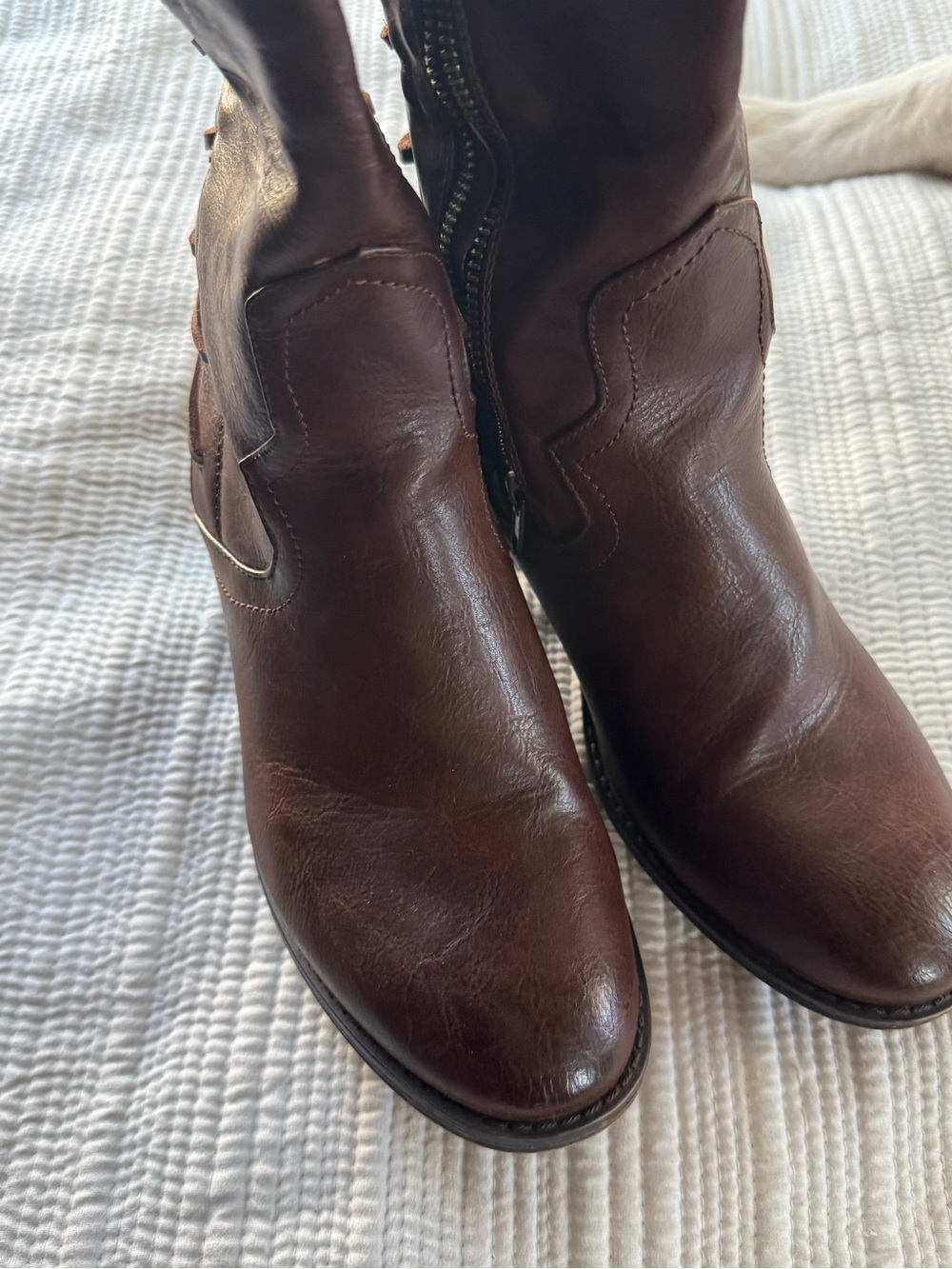 Cato Brown Lace-Up Knee Boots with Side Zip - Picture 4 of 4